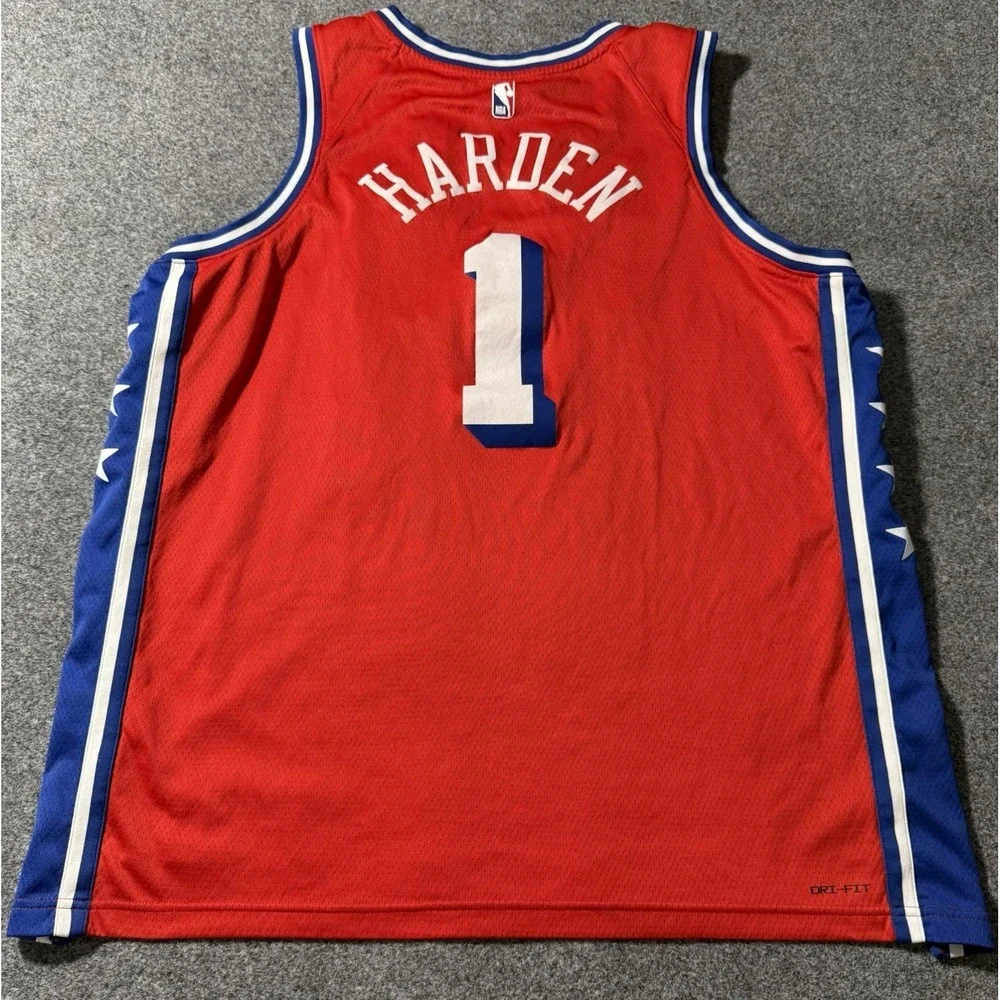 Jordan Philadelphia 76ers James Harden NBA Statement Jersey Red Men's Size‎ XXL